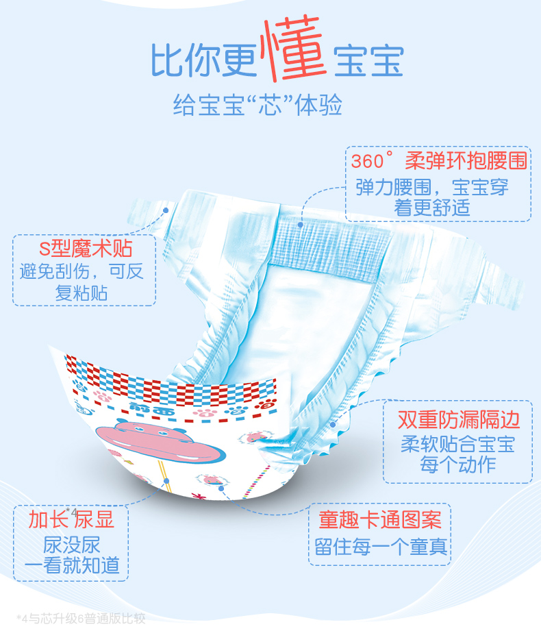 Ngủ lõi nâng cấp 6 tã thế hệ thứ sáu S132 tã tã unisex không tã tã kéo quần bỉm yubest