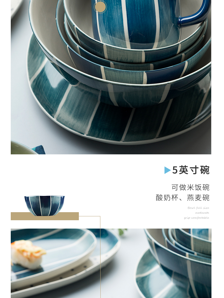 Creative blue plate ceramic dishes home soup bowl dish irregular salad dish western food steak
