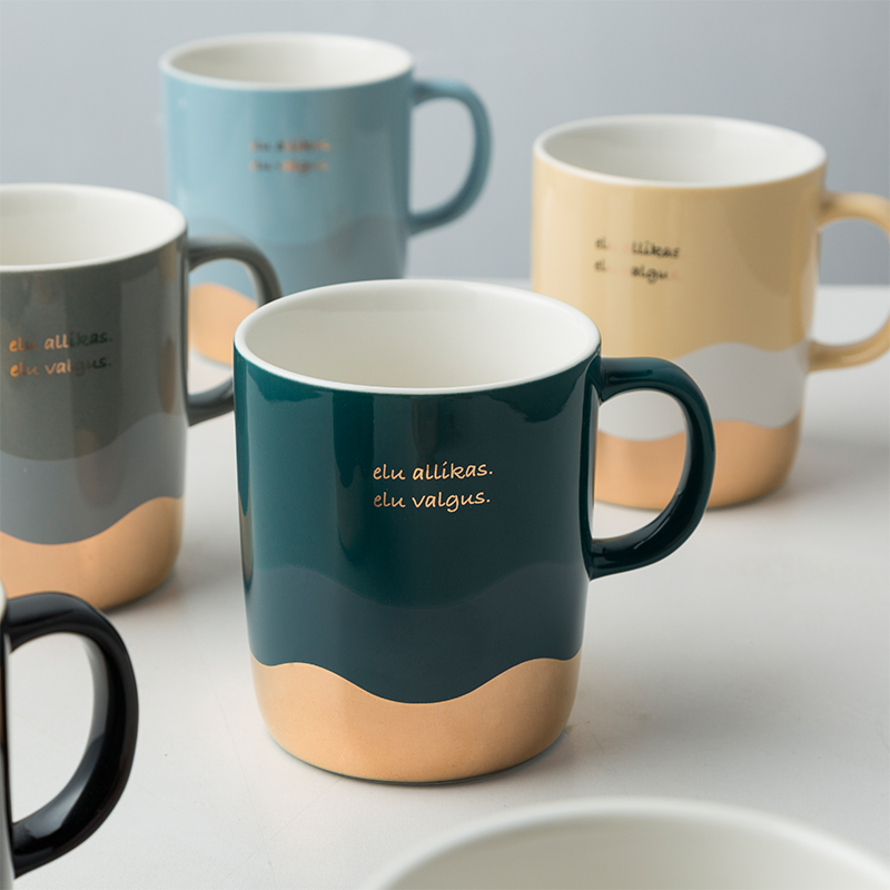 Cup light key-2 luxury blackish green office coffee lovers ceramic keller Cup men 's and women' s household golden Cup to ultimately responds a Cup