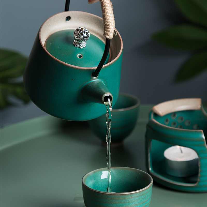 Tea set suit trend turquoise rough ceramic Tea cup teapot office contracted household warm Tea kungfu Tea set