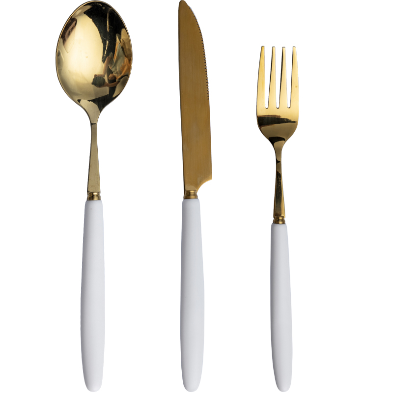 Steak knife and fork suit household spoon creative ceramic simple black and white and a knife and fork spoon handle western - style food tableware northern Europe