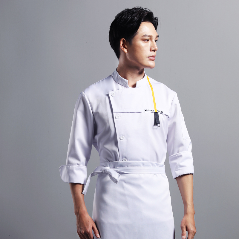 Long Sleeve nam quần áo thời trang trường Nhà hàng Khách sạn Chef của mùa thu / mùa đông Mang Trend thể được tùy chỉnh Trắng bếp Workwear