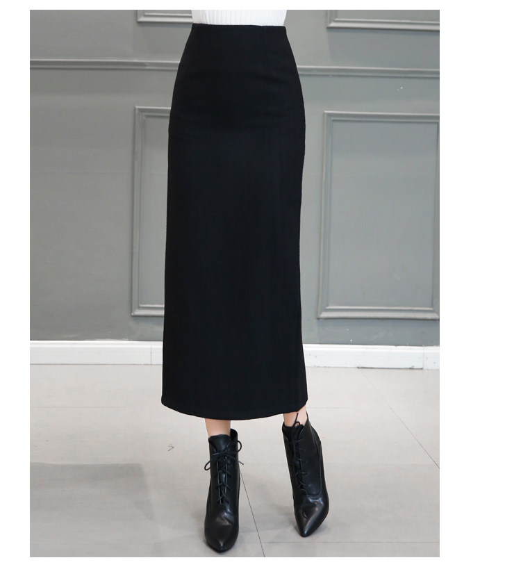 毛呢半身长裙性感长款高腰一步包臀裙半身裙女