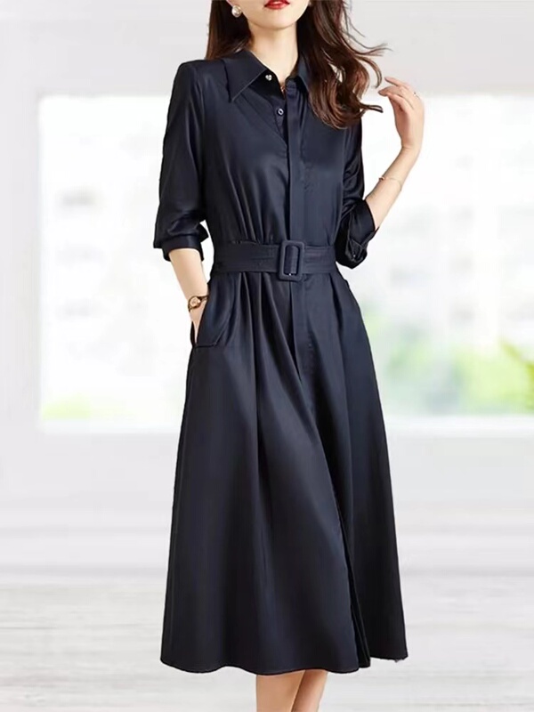 Clearance Sale Brand Discount Export Surplus Spring and Autumn New French Style Waist-Cinching Elegant Goddess-Style Dress
