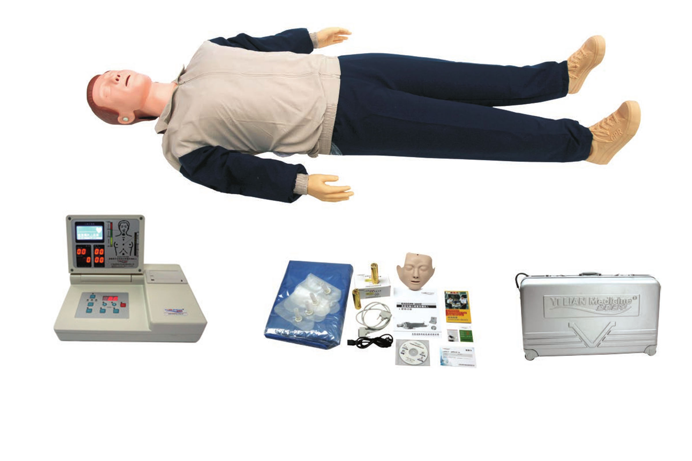 液晶彩显高级电脑心肺复苏模拟人KAS/CPR590S心电图显示急救假人