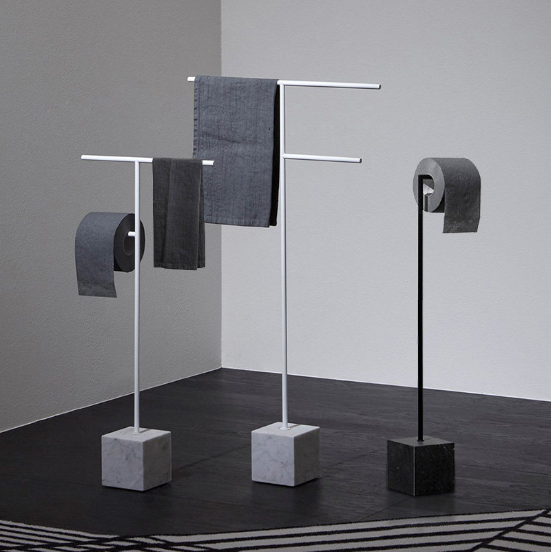 Bathroom Makeup Room Marble Floor Standing Towel Rack Towel Rack Simple full copper floor type mobile bath towels