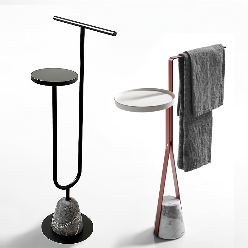 Marble Bathtub Floor-Standing Towel Rack Storage Rack Bathroom Toilet Shower Room No-Drill Side Table Towel Rack