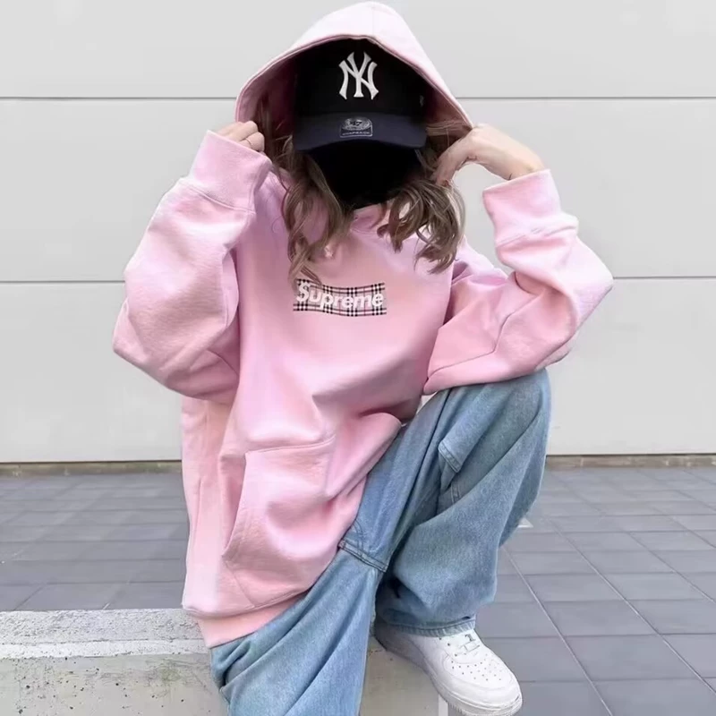 Суприм 22SS BOX HOODED SWEATSHIRT ко-брендированный толстовка с капюшоном, свободная худи