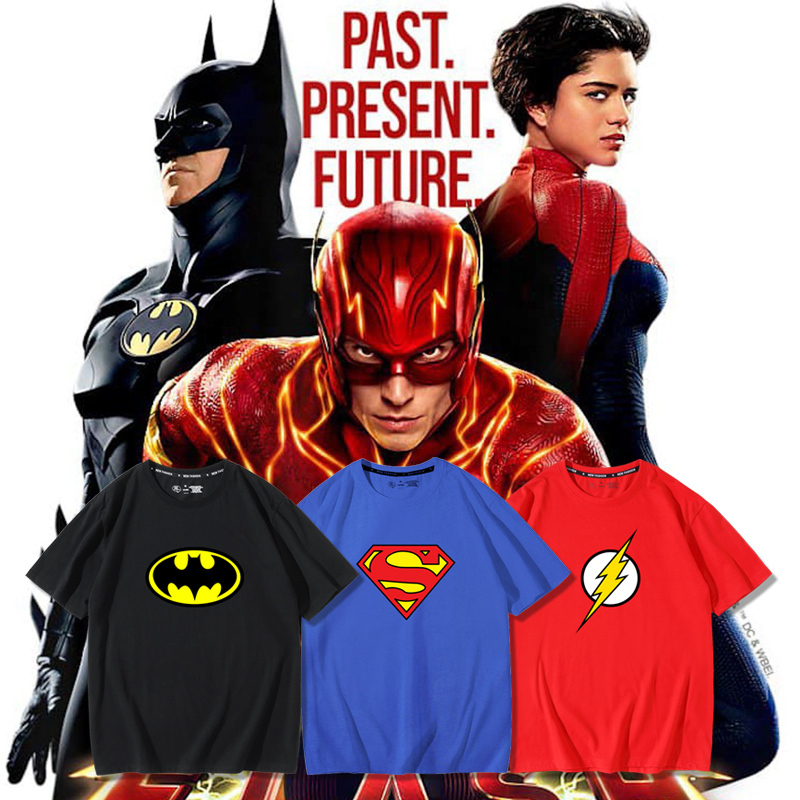 Movie Flash Co-Branded T-Shirt Dc Justice League Batman Supergirl Merchandise Summer Loose Large Size Short Sleeve