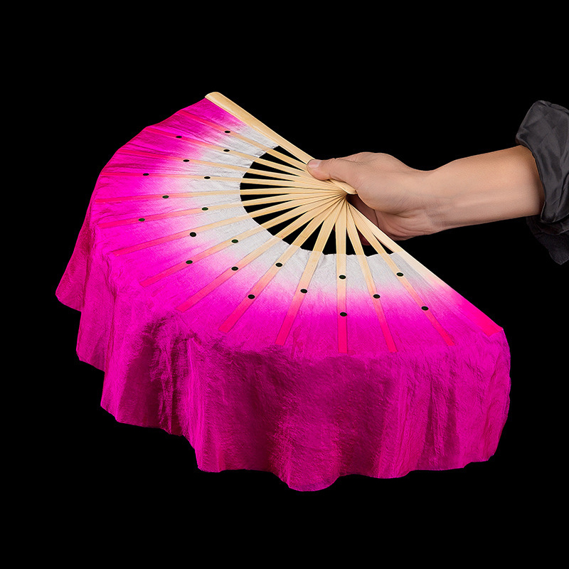 Real Silk Dance Fan double sided state fan Shoots Song Fan fan Bamboo Bone Standard Dancing Fan Acting fan pair fan pair