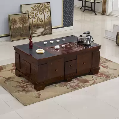 Kung Fu tea several combinations Natural fire stone automatic water storage Chinese reception reception wooden tea table Office coffee table