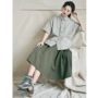 Nhật Bản retro sinh viên bỏ túi dụng cụ lỏng lẻo váy nữ dây rút đàn hồi eo váy váy dài núi - Váy chân váy kẻ caro
