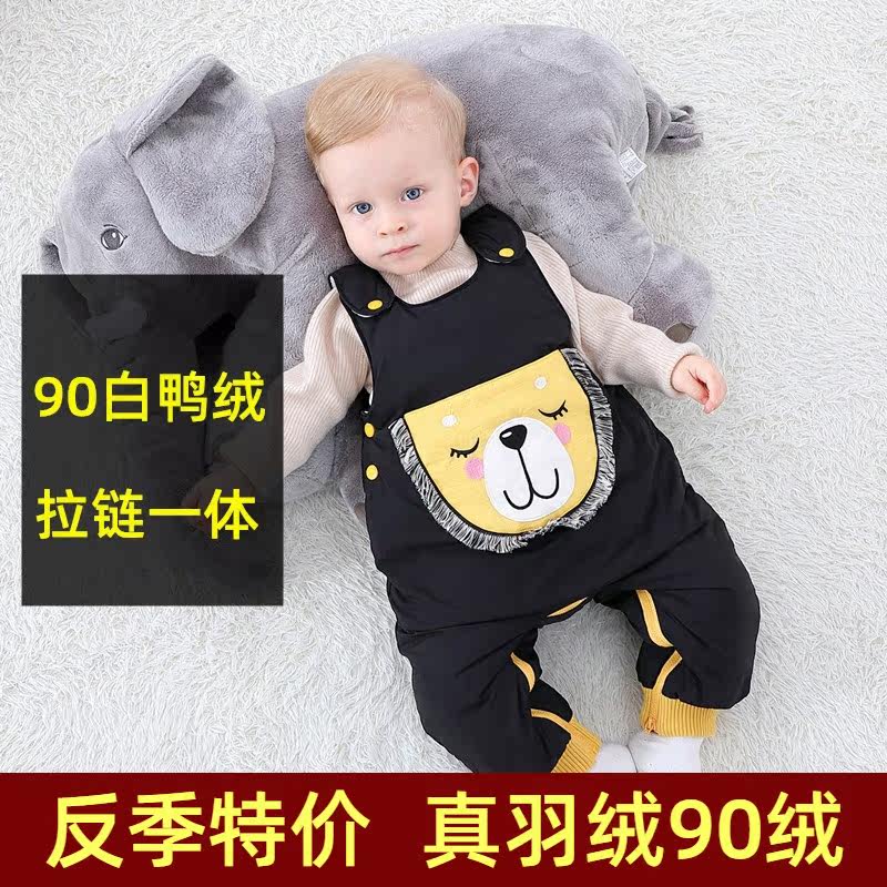Children's down pants boy down holding baby bag pants girl small and medium boy outside wearing 2020 thickened baby pants