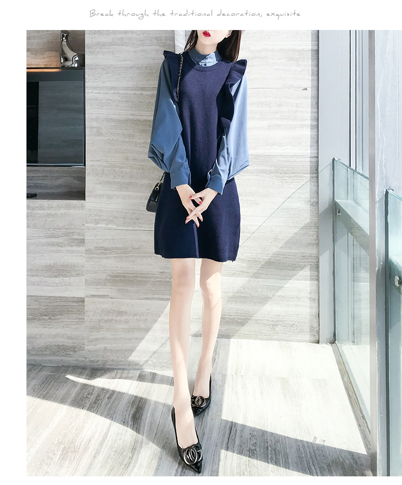 Bộ đồ hai mảnh giảm tuổi là trang phục mùa thu cổ tích 2019 mới dành cho nữ diện váy nữ phổ biến phù hợp với mùa thu - Váy eo cao 	váy chít eo	