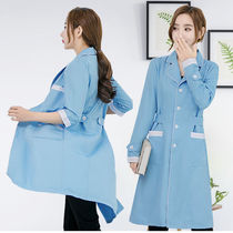 Beauty clothes long sleeve beauty salon work clothes womens embroidery semi-permanent pharmacy nurse clothes light blue