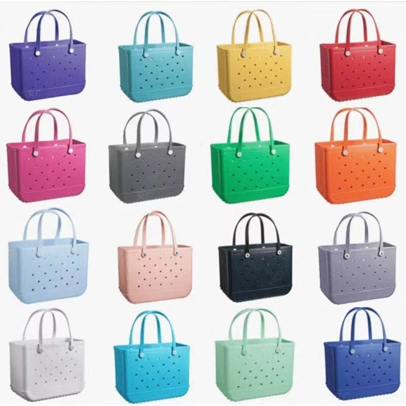 Outdoor Eva Beach Bag Women's Handbag Storage Bag Perforated Bag Seaside Camping Large Capacity Waterproof Silicone Bag