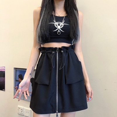 胖mm裙子2021年新款半身裙女夏设计感小众抽绳花苞裙短裙a字大码