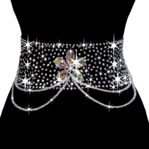 Latin dance rumba cha-cha full of diamonds new flash diamond widened belt girdle modern dance bead chain versatile