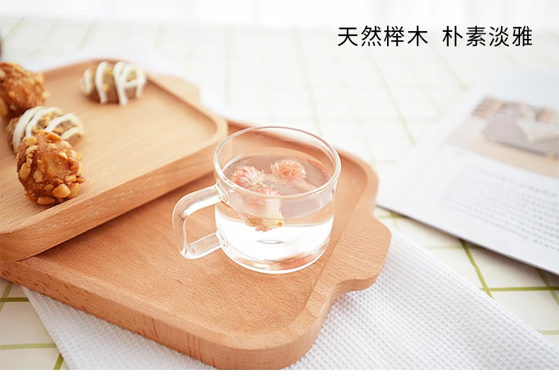 Beech Nhật Bản hình chữ nhật khay gỗ sáng tạo hộ gia đình bằng gỗ món ăn món ăn tấm ăn sáng tấm trái cây tấm snack
