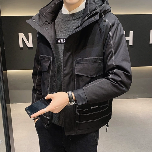 Зимний пуховик, короткая толстовка с капюшоном, трендовая удерживающая тепло куртка, коллекция 2021, увеличенная толщина