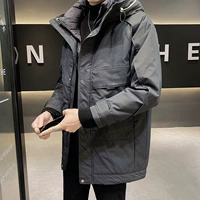 Мужской длинный пуховик, удерживающая тепло куртка, зимняя толстовка с капюшоном, коллекция 2021, средней длины, увеличенная толщина, оверсайз