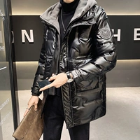 Комплект, длинный пуховик для мальчиков, трендовая глянцевая куртка, коллекция 2021, средней длины