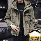 Мужской зимний трендовый короткий пуховик, вельветовая куртка, коллекция 2021, увеличенная толщина