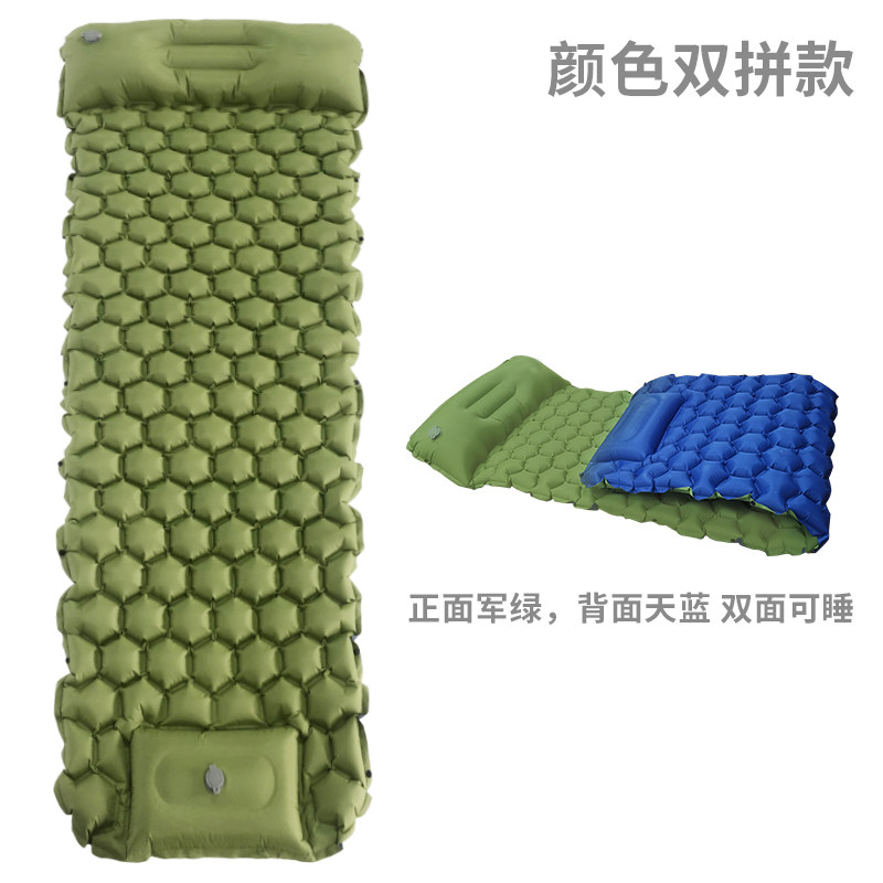 Outdoor ultra-light automatic foot inflatable mat Tent mat Portable camping single lunch break bed mat thickened moisture proof mat