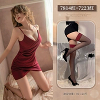 {Red} подвеска ночная рубашка + красно-кормовые чулки