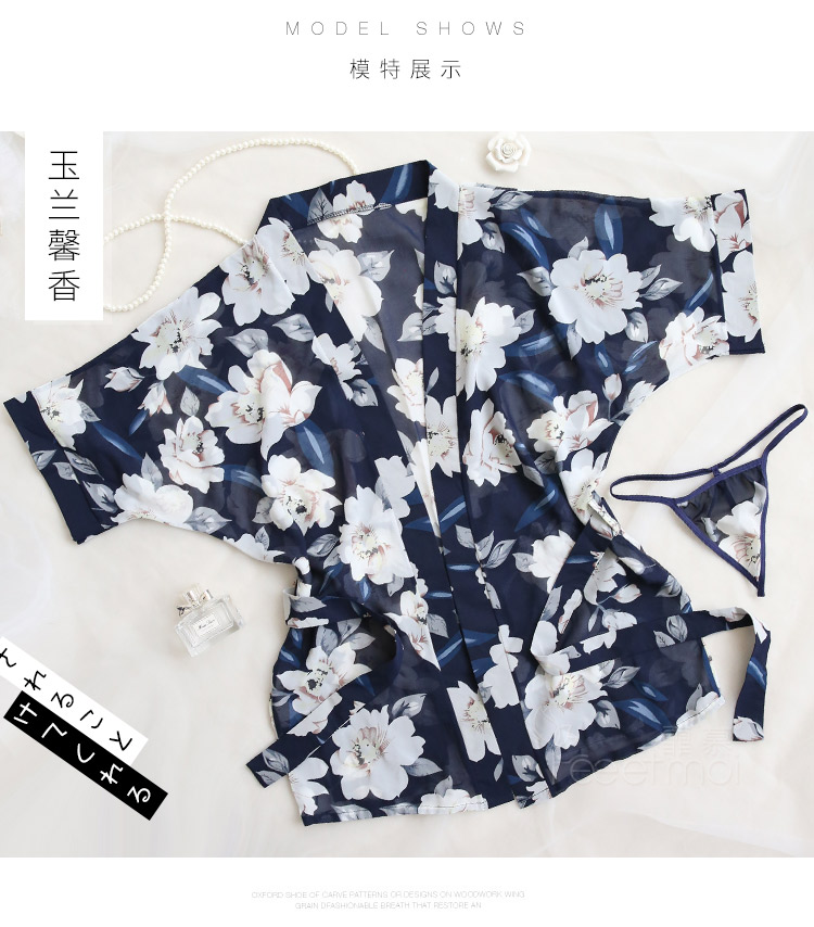 Bộ đồ ngủ gợi cảm ghen tị vui vẻ kimono váy ngủ Sao trong suốt vải tuyn lụa lụa ngủ ngắn có thể mặc bên ngoài mùa hè nữ đầm nữ de thương