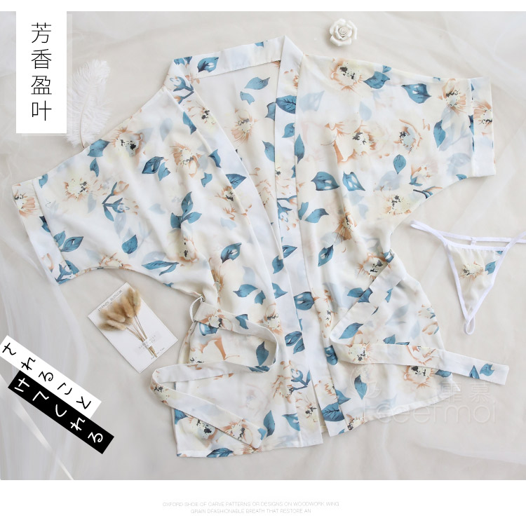 Bộ đồ ngủ gợi cảm ghen tị vui vẻ kimono váy ngủ Sao trong suốt vải tuyn lụa lụa ngủ ngắn có thể mặc bên ngoài mùa hè nữ đầm nữ de thương