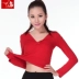 Chín khiêu vũ mùa thu và mùa đông dài tay vuông trang phục khiêu vũ blouse yoga tập thể dục mặc phương thức tập thể dục yoga nữ kích thước lớn