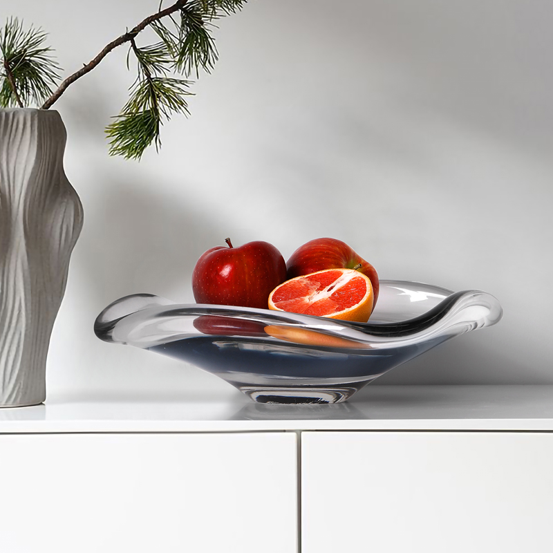 High-end light luxury glass fruit plate living room decoration European-style modern coffee table tray with snacks plate decorations