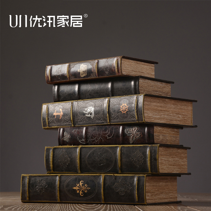 Decorative book European retro study bookshelf bookcase office home decoration fake book simulation book soft props book