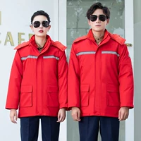 [Антистатическое съемное хлопковое пальто 008] Красный