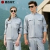 Quần áo bảo hộ lao động nam xe tay dài FAW 4S shop xưởng công nhân sửa chữa tự động sửa chữa sửa chữa quần áo dụng cụ quần áo mùa thu đông kiểu đồ bộ may vải thun bông Bộ đồ