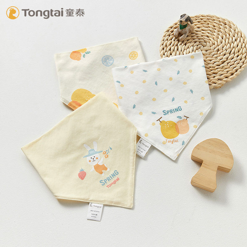 Tongtai baby cotton saliva towel triangle towel baby nursing towel cotton bib newborn saliva pocket 3 packs