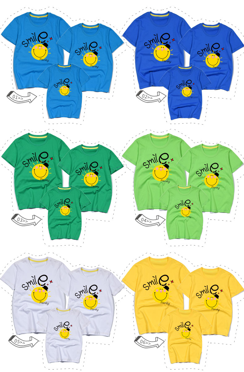 Cha mẹ mặc con hè 2018 mới thủy triều hoạt hình mặt trời đầy đủ gia đình cotton ngắn tay áo thun trẻ em thủy triều một gia đình ba đồ ngủ cho cả gia đình