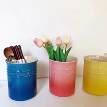 Ceramic Gradient Storage Barrel Flower Barrel Tool Barrel Macaron Color Kitchen Containing Flower Room Hem vase