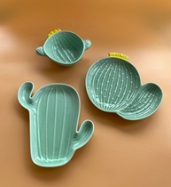 Special price clear cabin cactus disc cactus bowls ceramic cutlery for household flat dish dishes