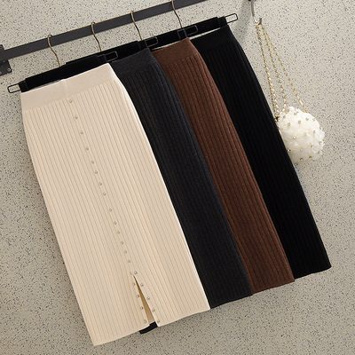 秋冬新款针织半身裙高腰包臀裙