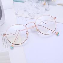 Shake sound the same myopia glasses female anti-blue light anti-radiation student flat mirror round frame Korean version of non-degree glasses frame