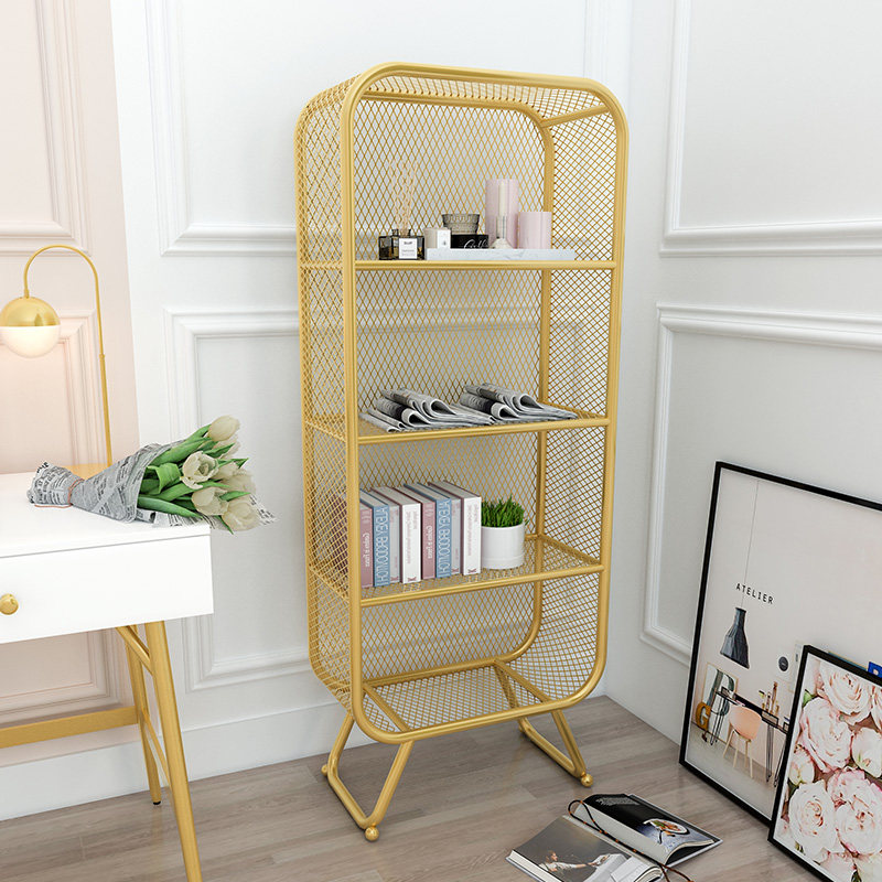 Iron Nordic shelf floor-to-ceiling living room creative bookshelf net red display multi-layer metal display cabinet porch shelf