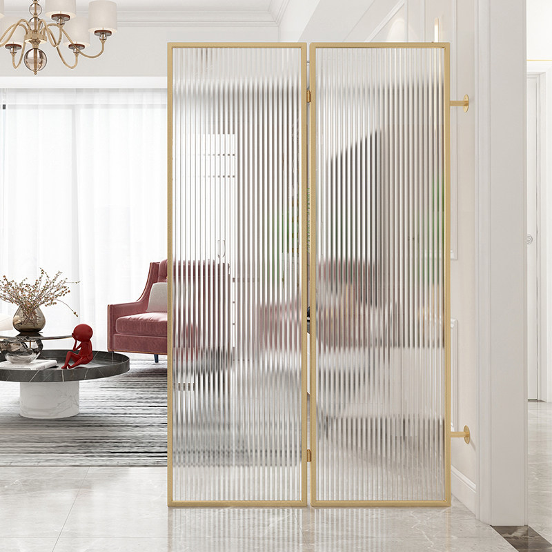 Light luxury wrought iron Changhong glass folding movable hotel club office screen living room bathroom blocking decoration