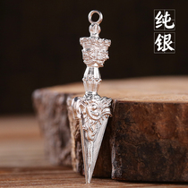 Hong 999 sterling silver Tibet Puba Diamond pestle descending magic pestle Buddhist three-sided Buddha pendant male and female personality pendant