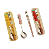 Childrens chopsticks and spoon set for primary school students 6 to 12 years old portable out-and-out tableware storage box for one person