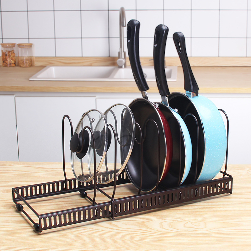 Kitchen retractable adjustable spacing lid shelf pan rack chopping board Cutting Board Rack Pan Lid Pan shelf Saucepan Racks