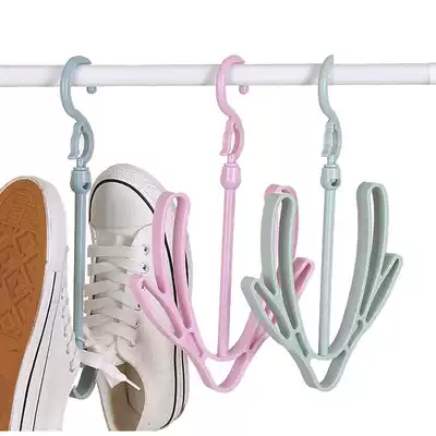 Balcony shoe rack multifunctional outdoor shoe drying machine double hook windproof hanging shoes adhesive hook small drying rack