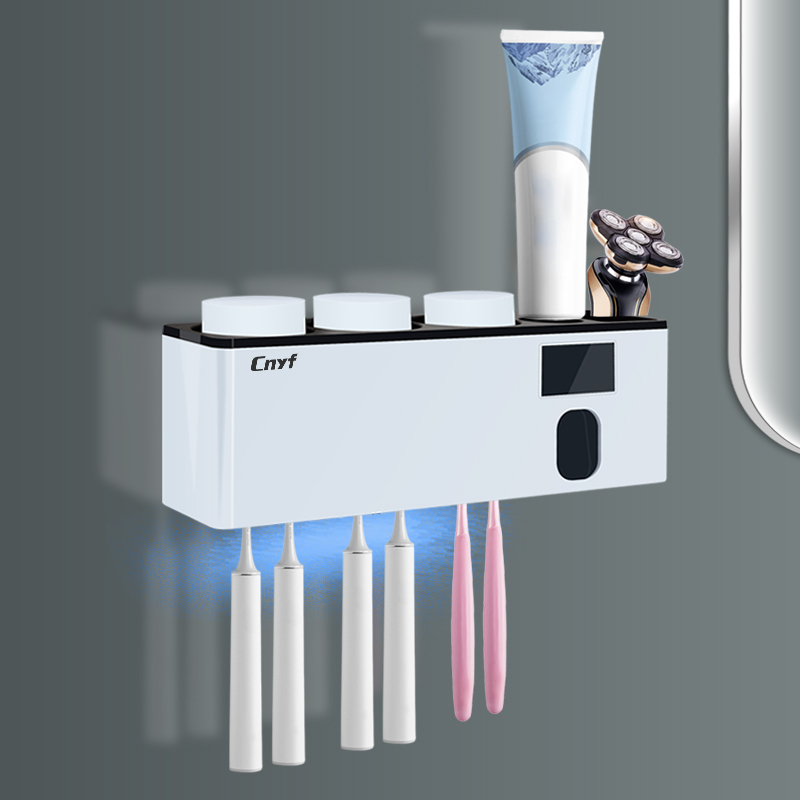 Smart toothbrush sterilizer UV sterilization non-perforated dressing room wall-mounted electric toothbrush cup holder