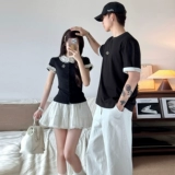 Tide, небольшая дизайнерская летняя парная одежда для влюбленных, футболка с коротким рукавом, комплект, тренд сезона, по фигуре